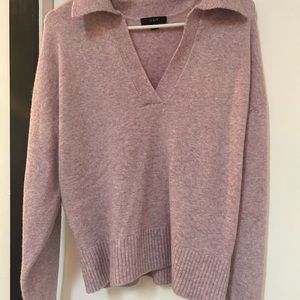 Jcrew Cashmere Collared V Neck Sweater Lavender
